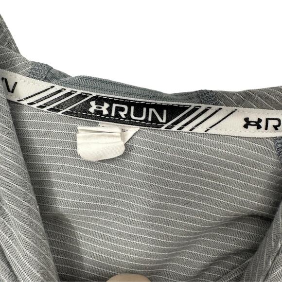 Under Armour Run Gray White Striped Heat Gear Hoodie Small - Picture 4 of 6